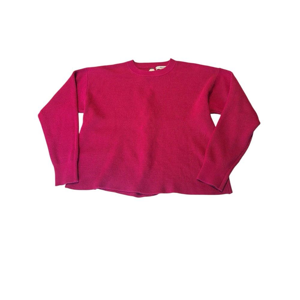 MANGO Long Sleeve Size Small Pullover Pink Sweater Cable Knit Open Back #OP8-2